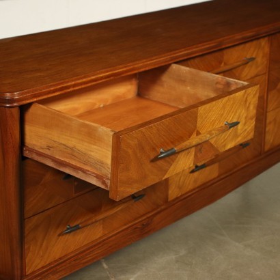 Chest Of Drawers Mahogany Veneer Wood Brass Argentine 1950s