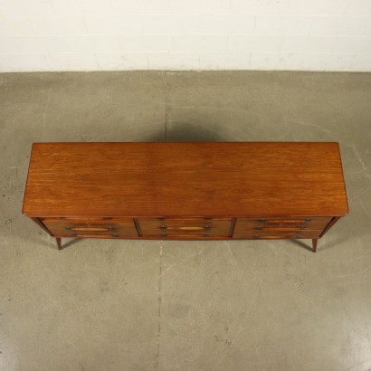 Chest Of Drawers Mahogany Veneer Wood Brass Argentine 1950s