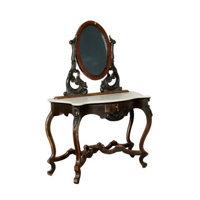 Umbertine Console With Mirror White Marble Italy 19th Century