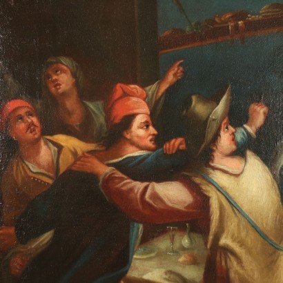 Fight In The Tavern Central European School Oil On Canvas 18th Century