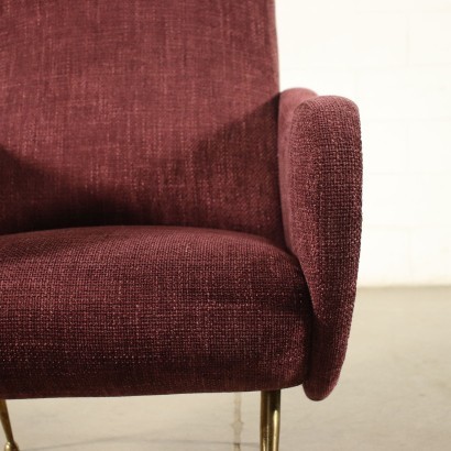 Armchair Foam Brass Fabric Italy 1950s