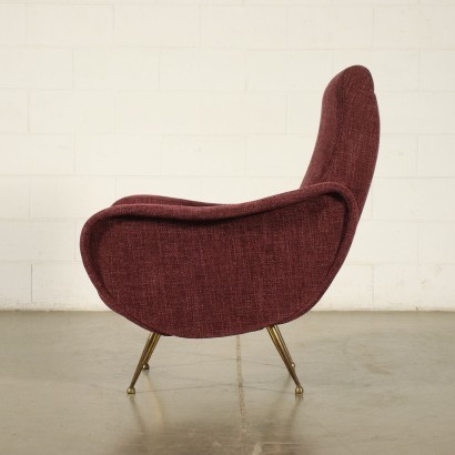 Armchair Foam Brass Fabric Italy 1950s