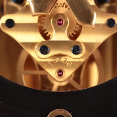Jaeger-LeCoultre Table Clock Brass Glass Switzerland 20th Century