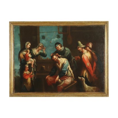 Scène de Genre Huile sur Toile Italie XVIII Siècle