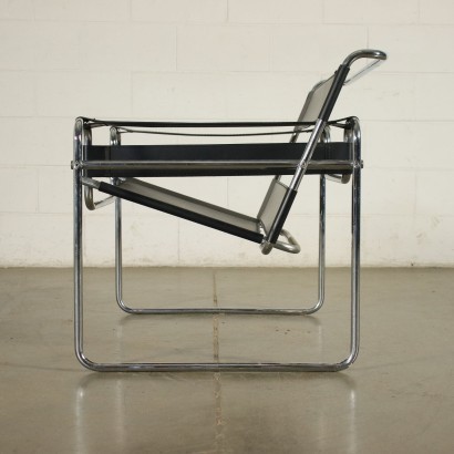 Armchair Leather Chromed Tubular Italy 1970s 1980s