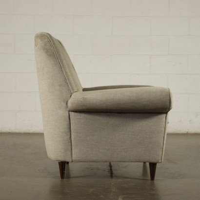 Fauteuil Bois Ressort Velour Italie Années 60