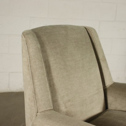 Fauteuil Bois Ressort Velour Italie Années 60