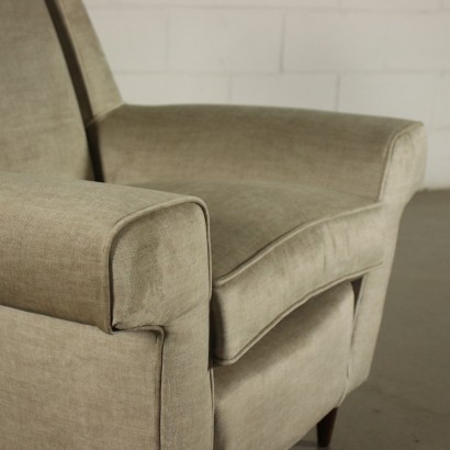 Fauteuil Bois Ressort Velour Italie Années 60