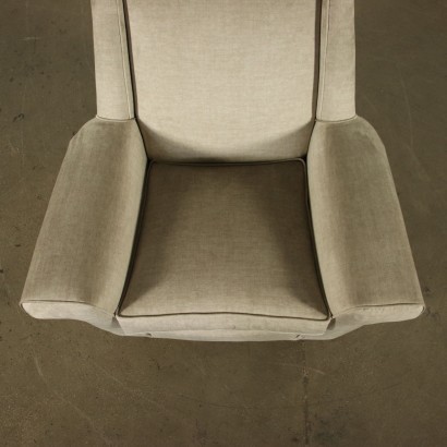 Fauteuil Bois Ressort Velour Italie Années 60