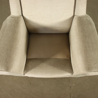 Fauteuil Bois Ressort Velour Italie Années 60