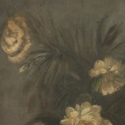 Still Life With Flowers And Parrot Oil On Canvas 19th Century