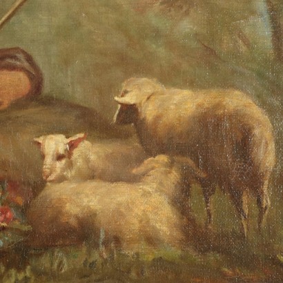 Overdoor With Bucolic Painting 19th Century