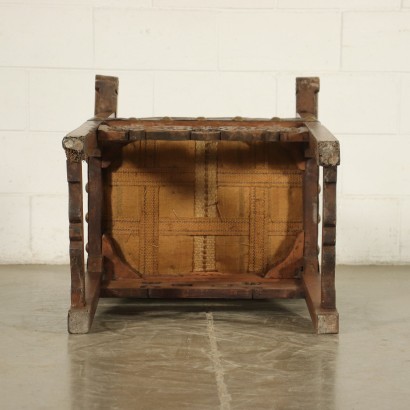 Baroque Armchair Leather Walnut Italy 18th Century