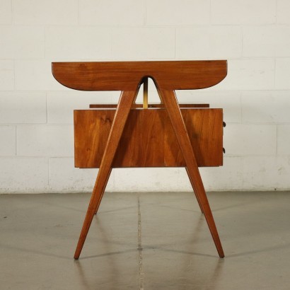 Writing Desk Stained Beech Mahogany Veneer Italy 1950s