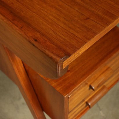 Writing Desk Stained Beech Mahogany Veneer Italy 1950s