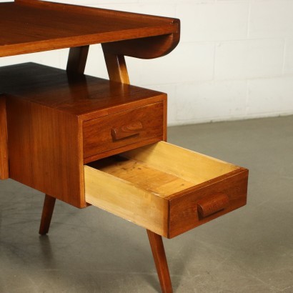 Writing Desk Stained Beech Mahogany Veneer Italy 1950s