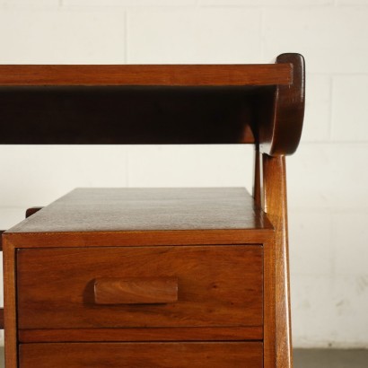 Writing Desk Stained Beech Mahogany Veneer Italy 1950s