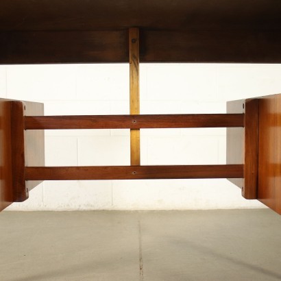 Writing Desk Stained Beech Mahogany Veneer Italy 1950s