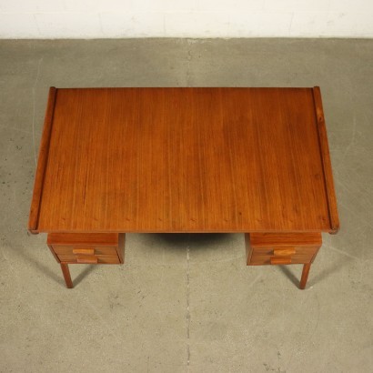 Writing Desk Stained Beech Mahogany Veneer Italy 1950s