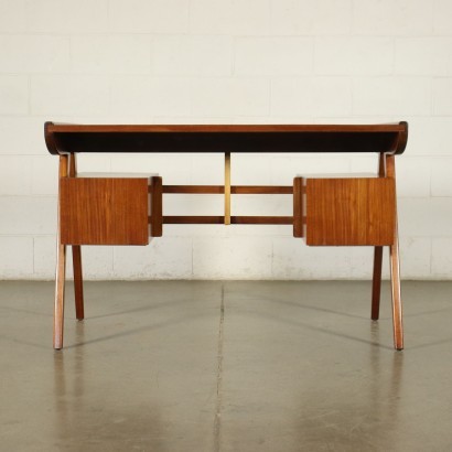 Writing Desk Stained Beech Mahogany Veneer Italy 1950s