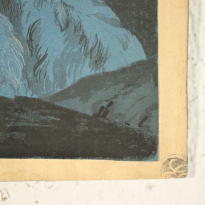 arte, arte italiana, pittura antica italiana,Paesaggio Agreste Notturno con Capre