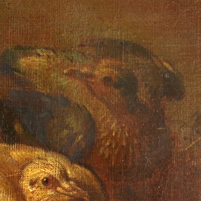 Live Nature With Birds in a Nest Oil On Canvas 18th Century