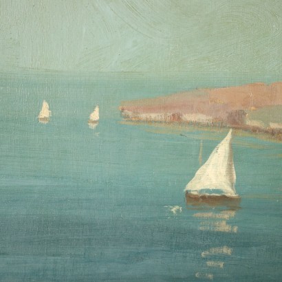 Marine Glimpse Oil on Plywood 20th Century