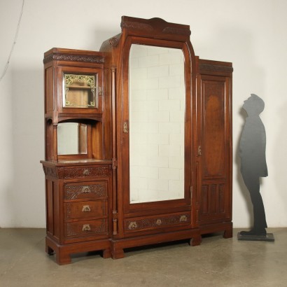 Liberty Wardrobe Mahogany Cherry Marble Glass Italy 20th Century