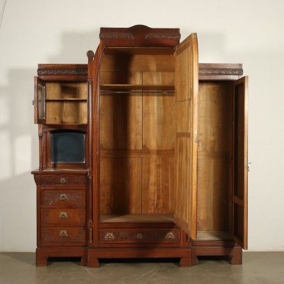 Liberty Wardrobe Mahogany Cherry Marble Glass Italy 20th Century