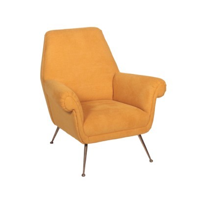 Armchair Foam Brass Fabric Italy 1950s 1960s