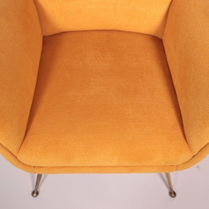 Armchair Foam Brass Fabric Italy 1950s 1960s