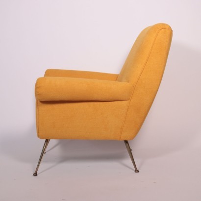 Armchair Foam Brass Fabric Italy 1950s 1960s