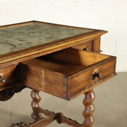 antique, table, antique table, antique table, antique Italian table, antique table, neoclassical table, 19th century table, Writing desk with Ancient Woods