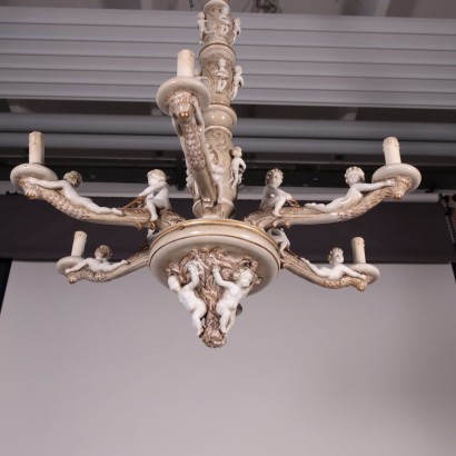 Glazed Ceramic Chandelier Italy 20th Century