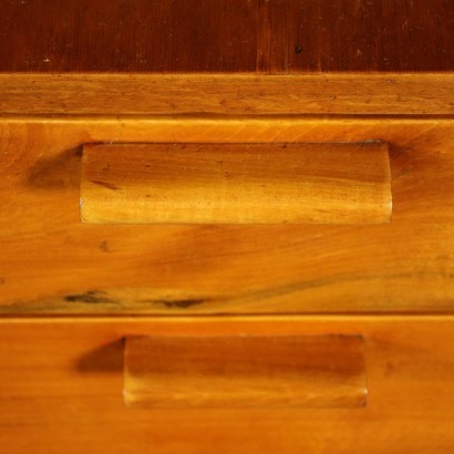 Writing Desk Veneered Wood Solid Fruitwood Brass Beech Argentina 1950s