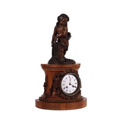 Table Clock with Bronze Statue France 19th Century