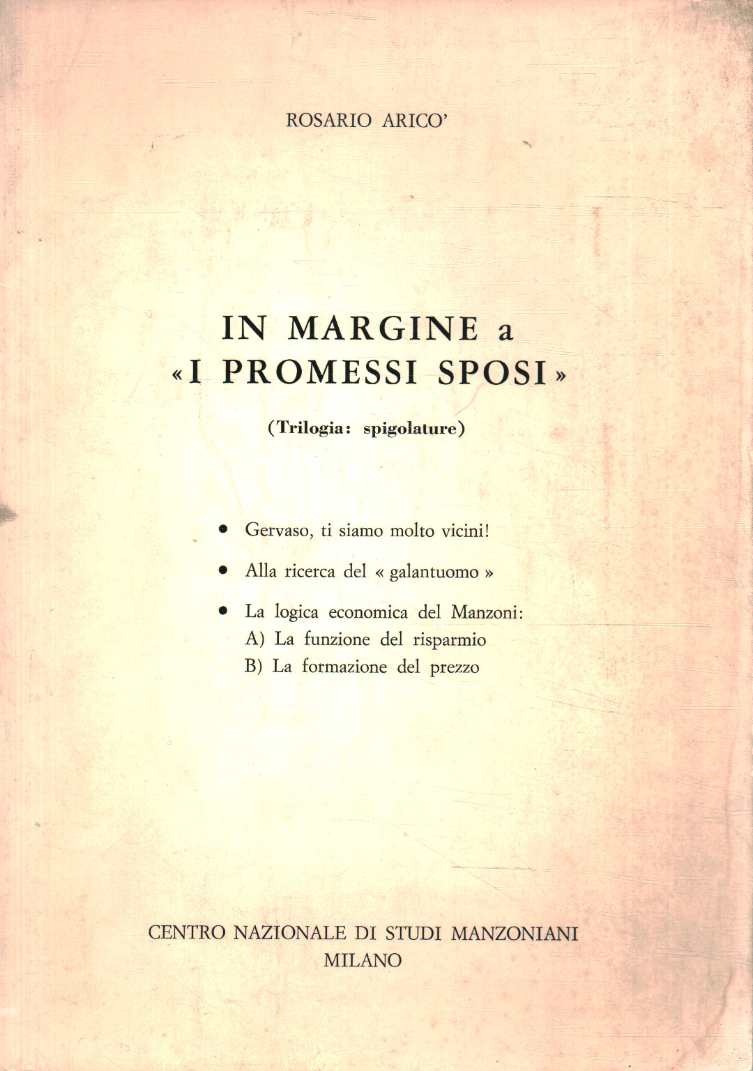 In margine a I Promessi Sposi, Rosario Aricò