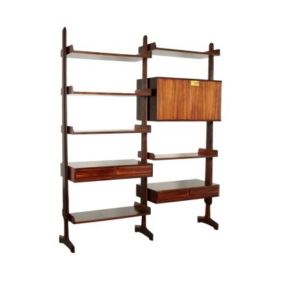 Bookcase Dassi Edmondo Palutari Veneered Solid Wood Lissone Italy 1960