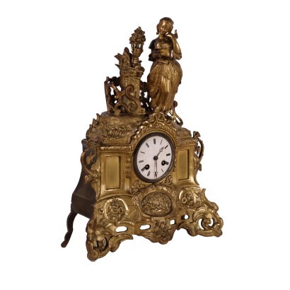 antiquariato, orologio, antiquariato orologio, orologio antico, orologio antico italiano, orologio di antiquariato, orologio neoclassico, orologio del 800, orologio a pendolo, orologio da parete,Orologio da Appoggio in Bronzo Dorato