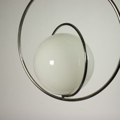 Lamp Lumi Pia Guidetti Chromed Metal Opal Glass 1960s 1970s