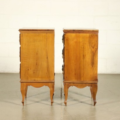 Pair of Bedside Table Silver Fir Cherry Italy 18th-20th Century