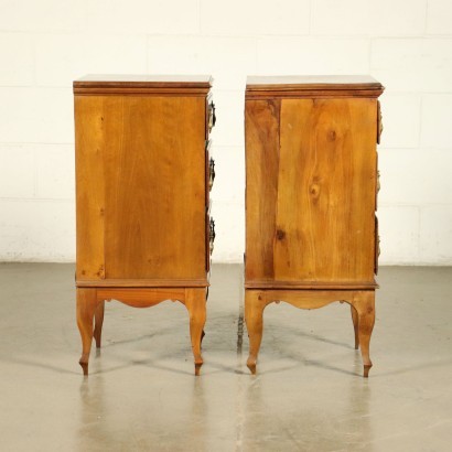 Pair of Bedside Table Silver Fir Cherry Italy 18th-20th Century