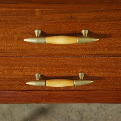 Pair of Bedside Tables Beech Fruitwood Brass Argentine 1950s