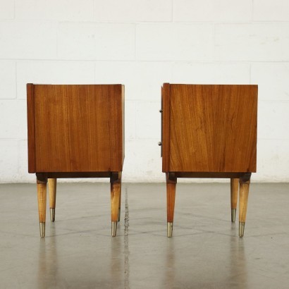 Pair of Bedside Tables Beech Fruitwood Brass Argentine 1950s