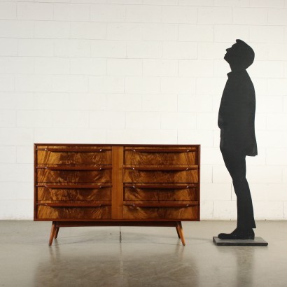 Chest Of Drawers Mahogany Burl Veneer Solid Wood Argentina 1950s