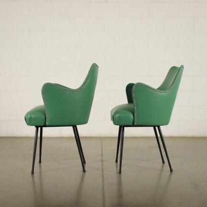 Pair Of Chairs Foam Metal Leatherette Italy 1950s 1960s