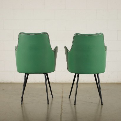 Pair Of Chairs Foam Metal Leatherette Italy 1950s 1960s