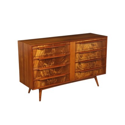 Chest Of Drawers Mahogany Burl Veneer Solid Wood Argentina 1950s