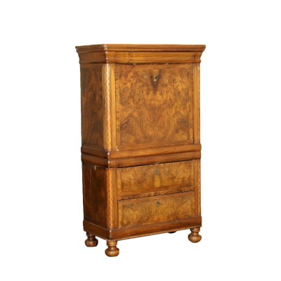 Piedmontese Louis Philippe Secretaire Walnut Poplar Italy 19th Century