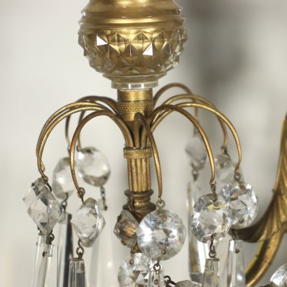 Pair of Liberty Wall Lights Gilded Bronze Glass Italy 20th Century